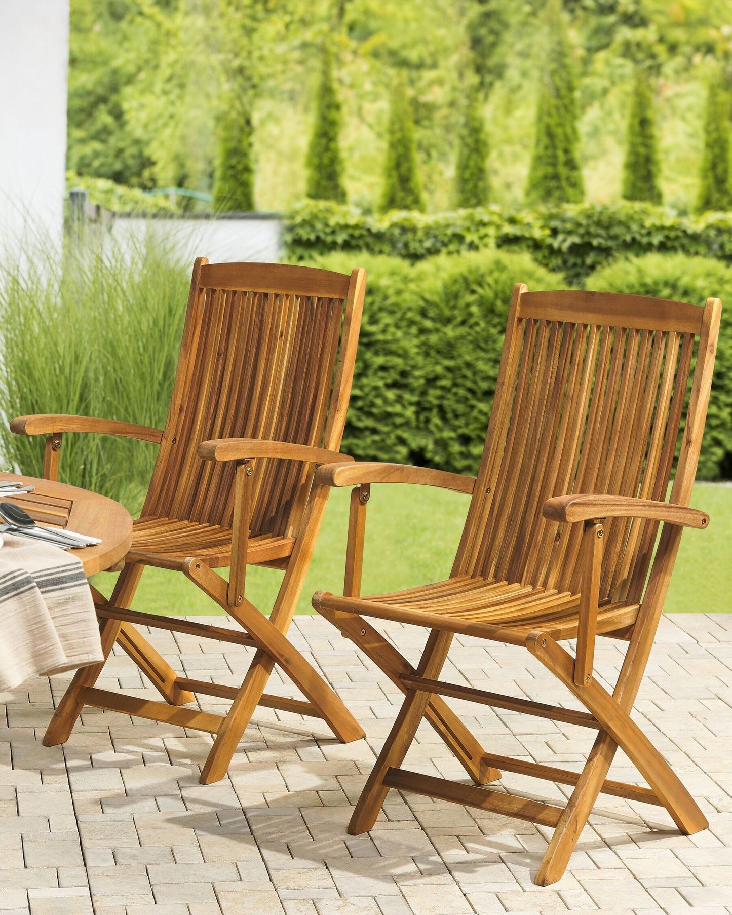 Set of 2 Garden Chairs MAUI Acacia Wood Light Brown
