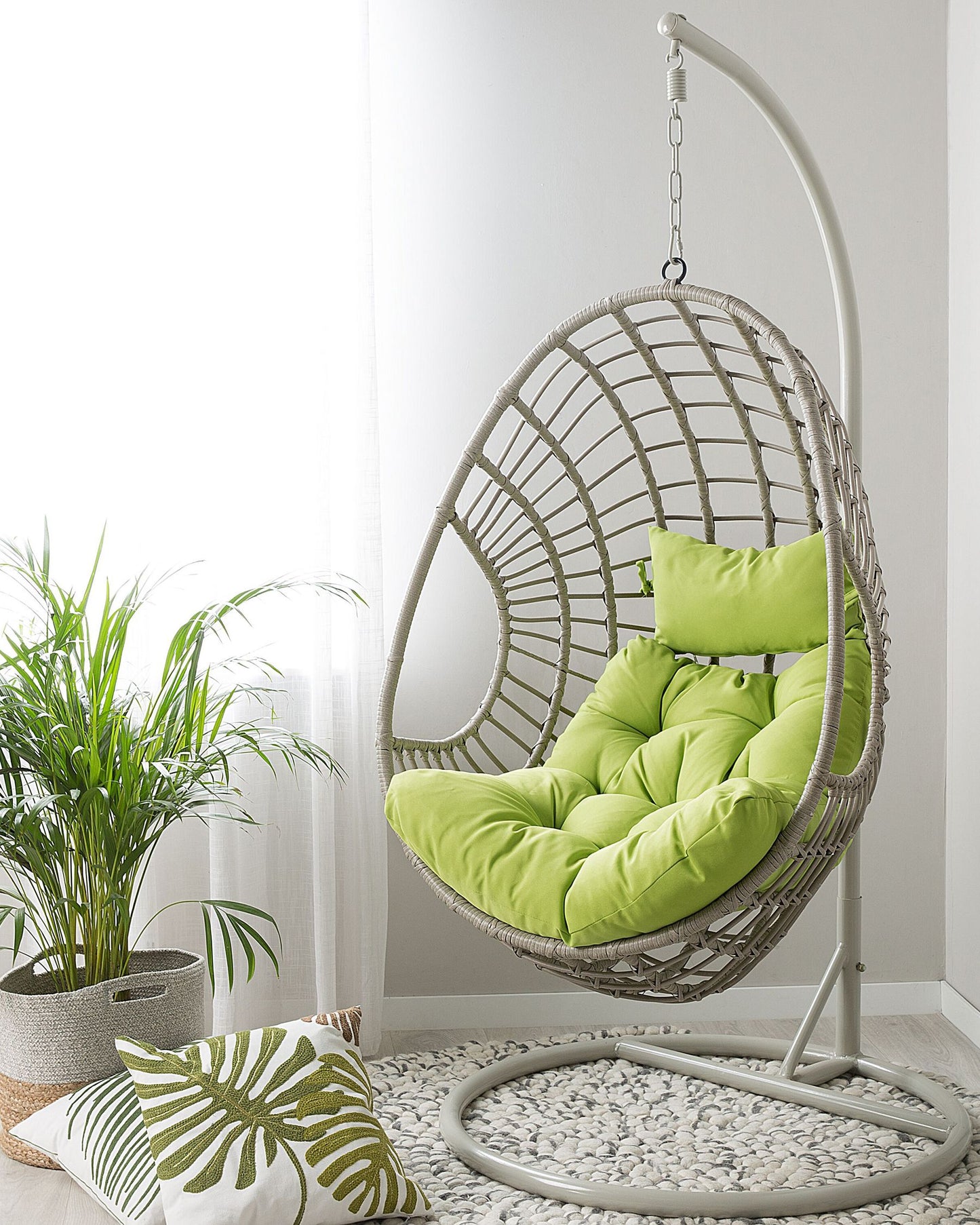 Hanging Chair with Stand ARPINO PE Rattan Beige