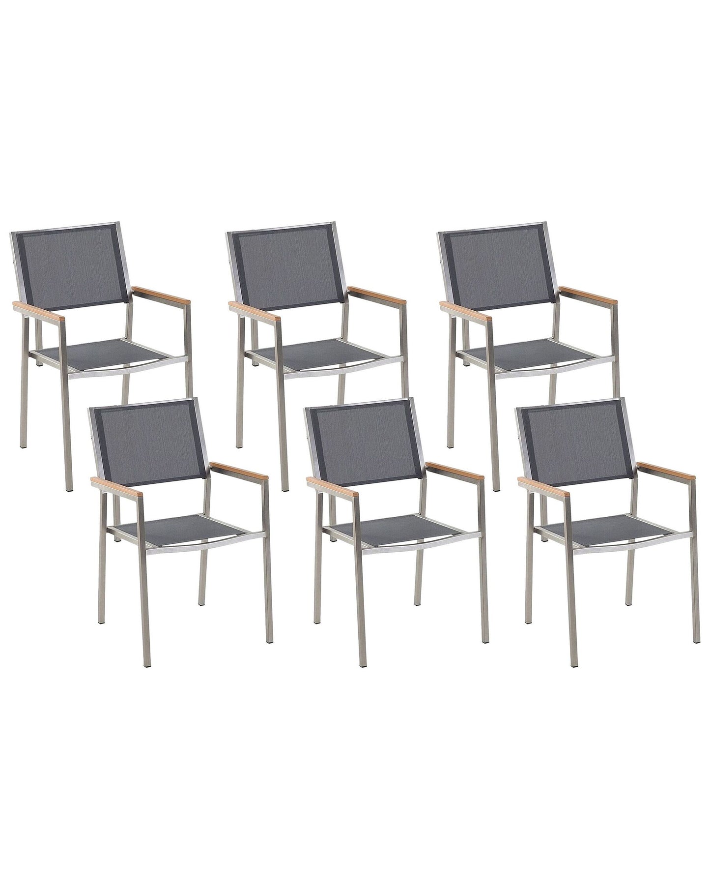 Set of 6 Garden Chairs GROSSETO Stainless Steel Grey