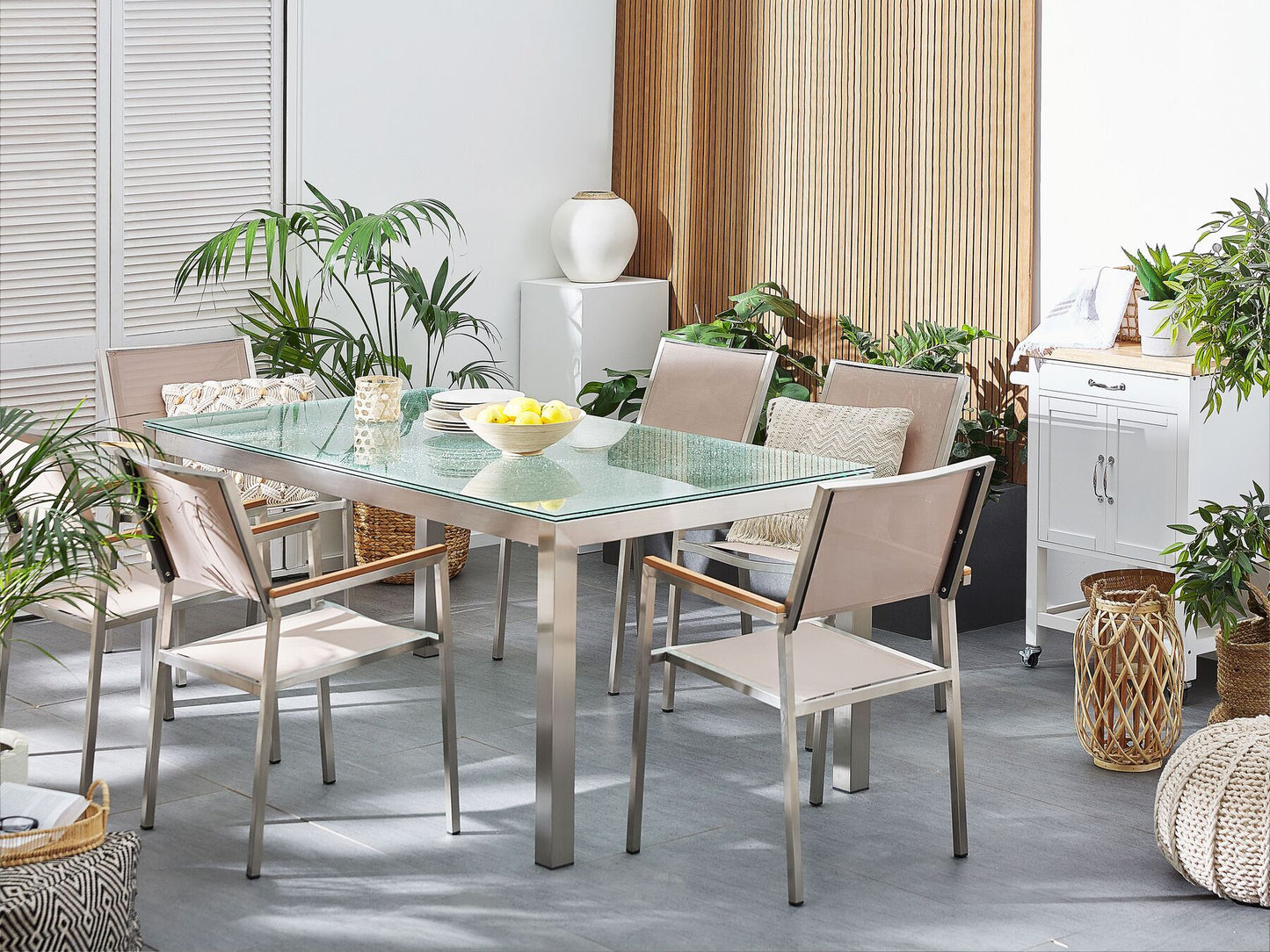 Set of 2 Garden Chairs GROSSETO Stainless Steel Beige