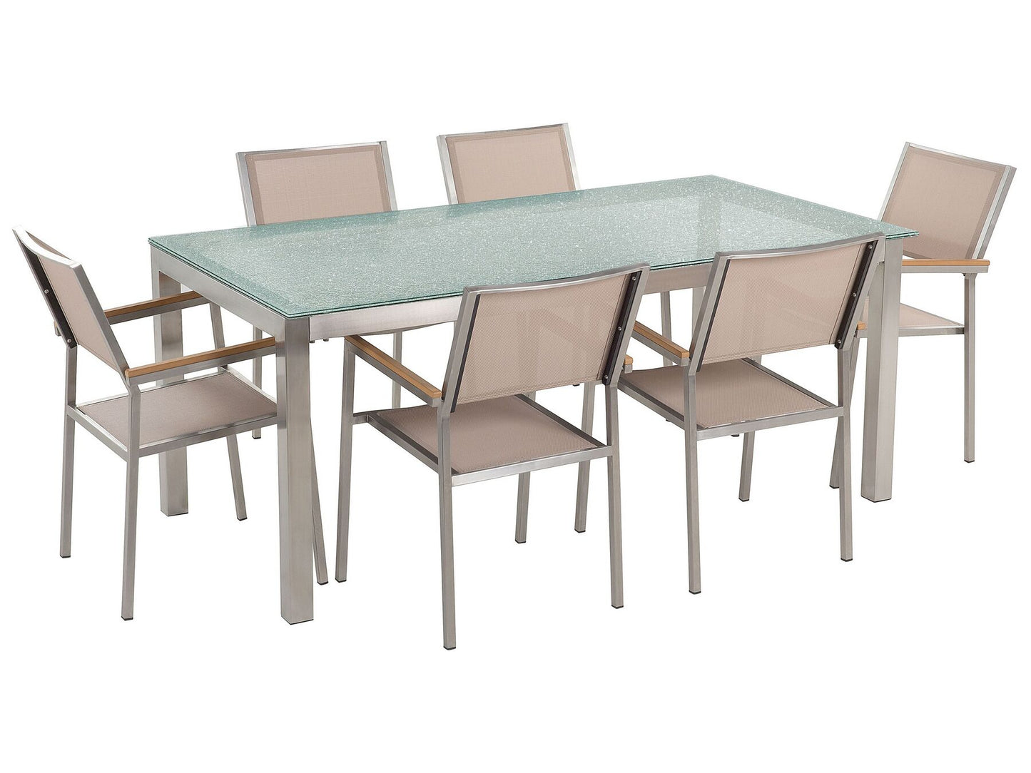 Set of 2 Garden Chairs GROSSETO Stainless Steel Beige