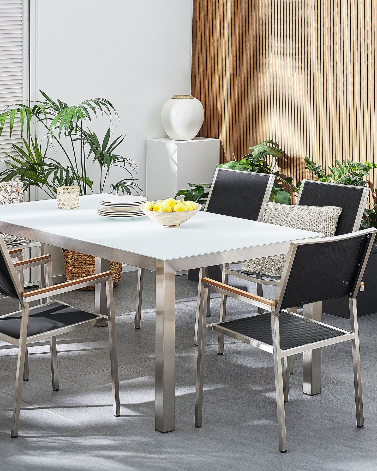Set of 6 Garden Chairs GROSSETO Stainless Steel Black
