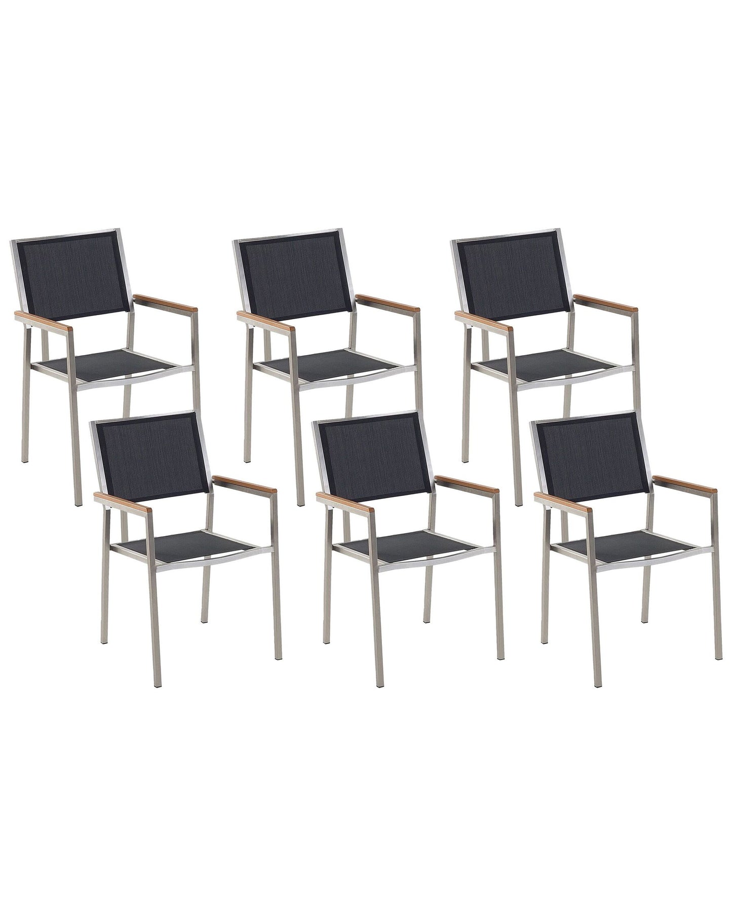 Set of 6 Garden Chairs GROSSETO Stainless Steel Black