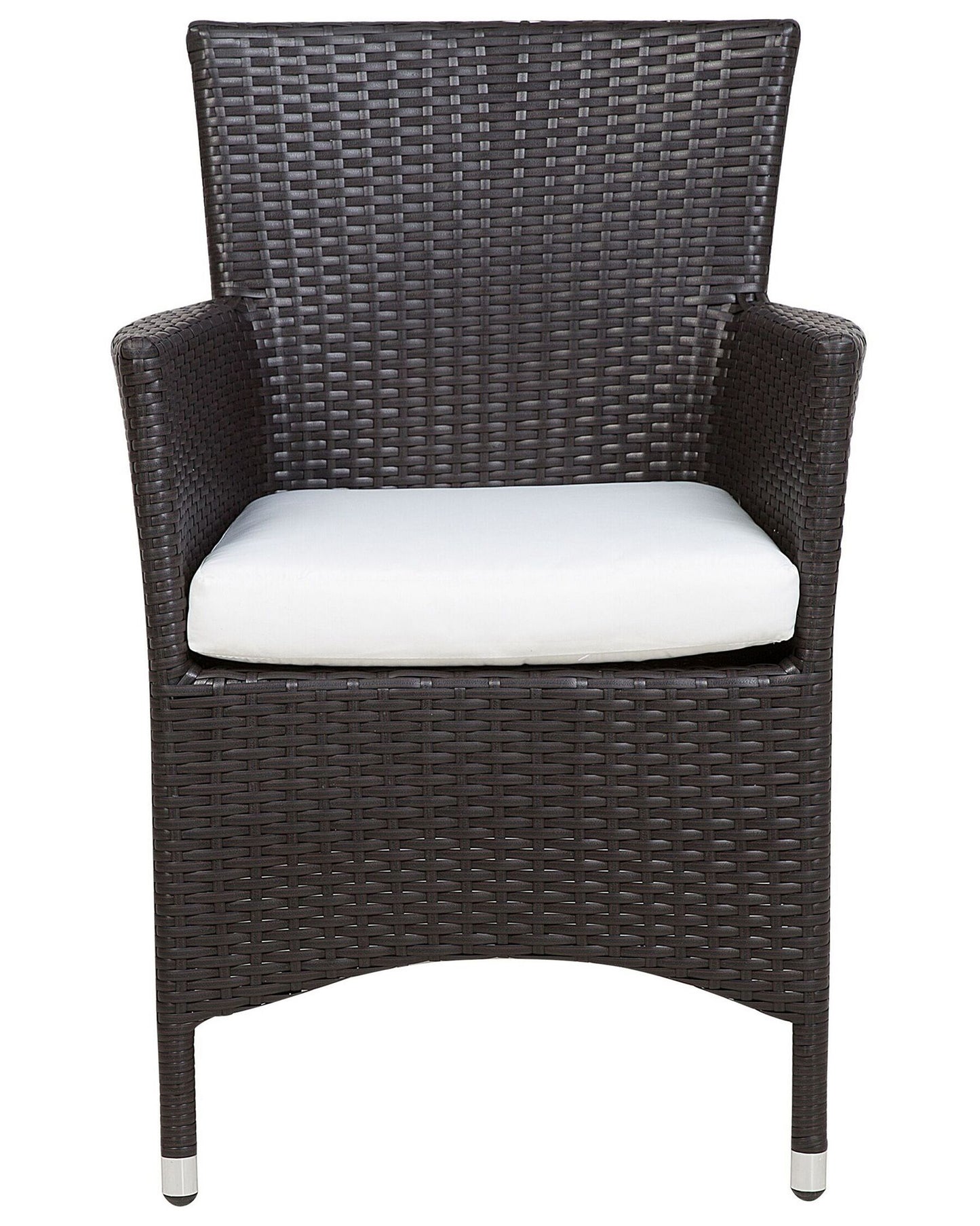 Set of 2 Garden Chairs with Cushions Rattan Dark Brown