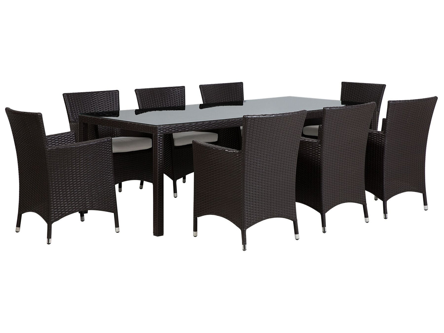 Garden Dining Set 8 Seater ITALY with Cushions PE Rattan Brown