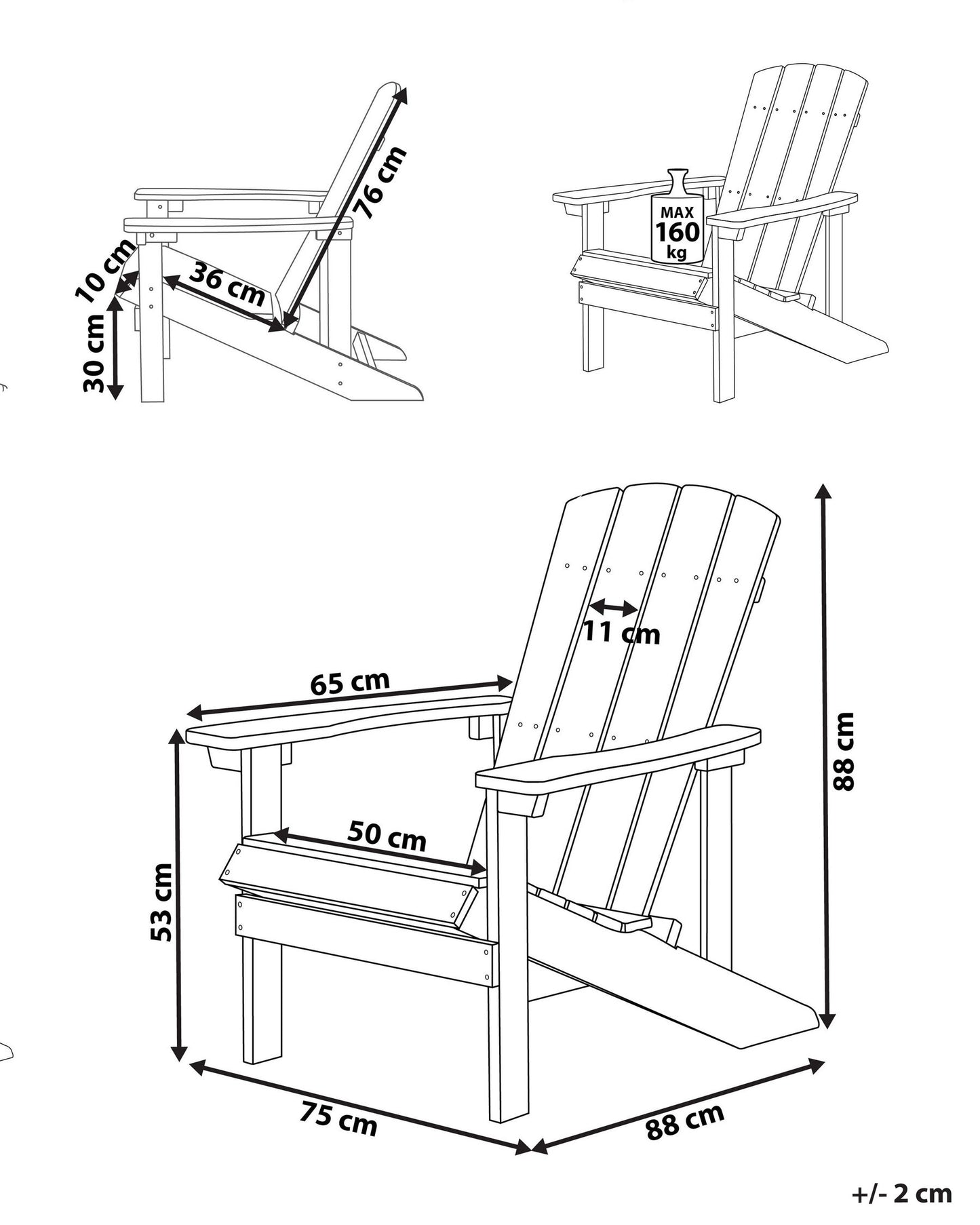 Garden Chair ADIRONDACK Red