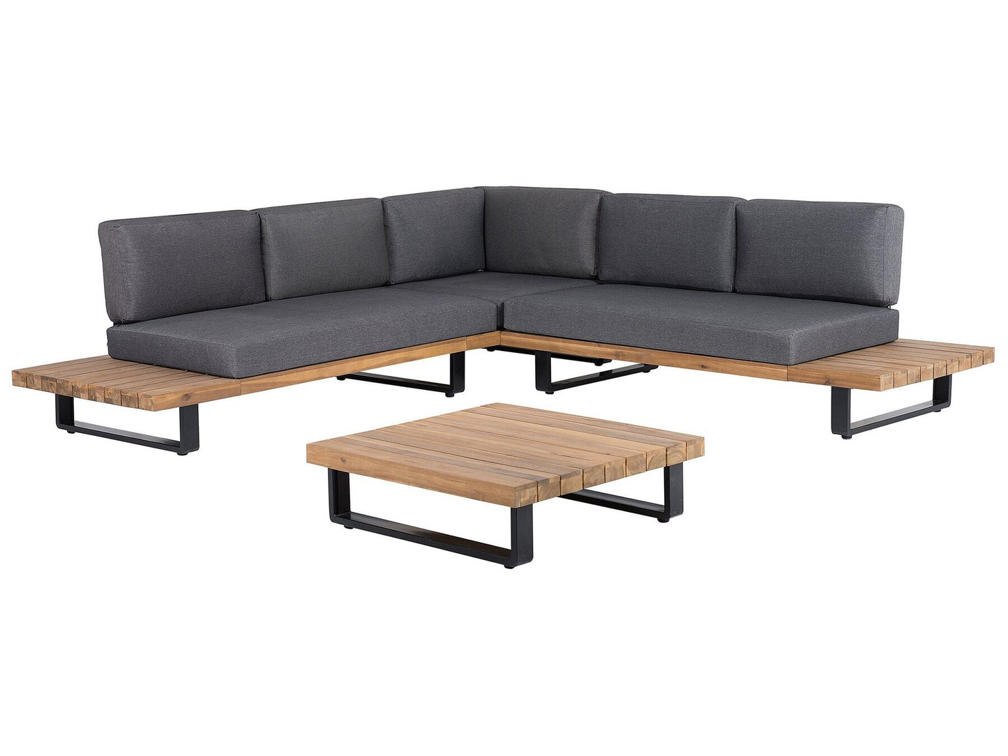 Garden Corner Sofa with Table 5 Seater MYKONOS Right Hand Certified Acacia Wood Dark Grey