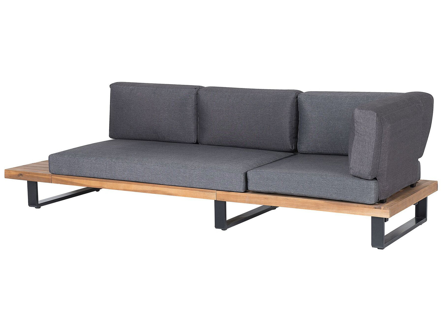 Garden Corner Sofa with Table 5 Seater MYKONOS Right Hand Certified Acacia Wood Dark Grey