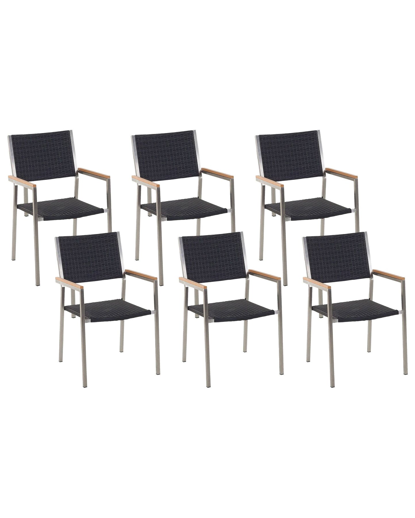 Set of 6 Garden Chairs GROSSETO PE Rattan Black