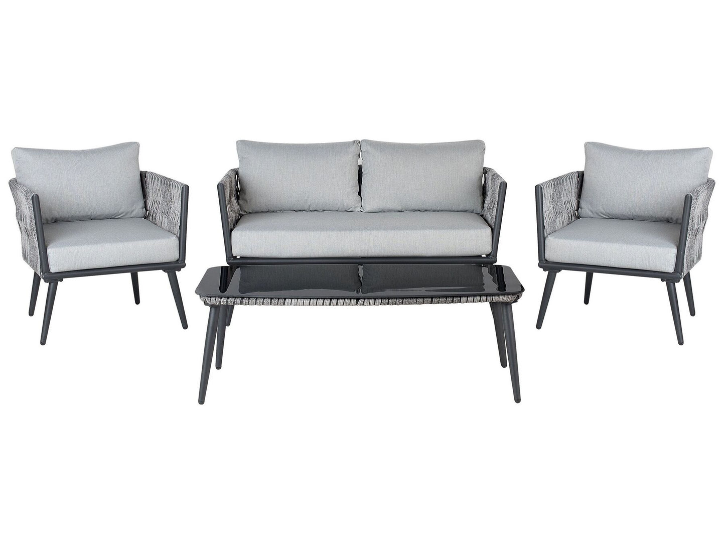 Garden Lounge Set with Table 4 Seater PREVEZA PE Rattan Grey