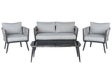 Garden Lounge Set with Table 4 Seater PREVEZA PE Rattan Grey