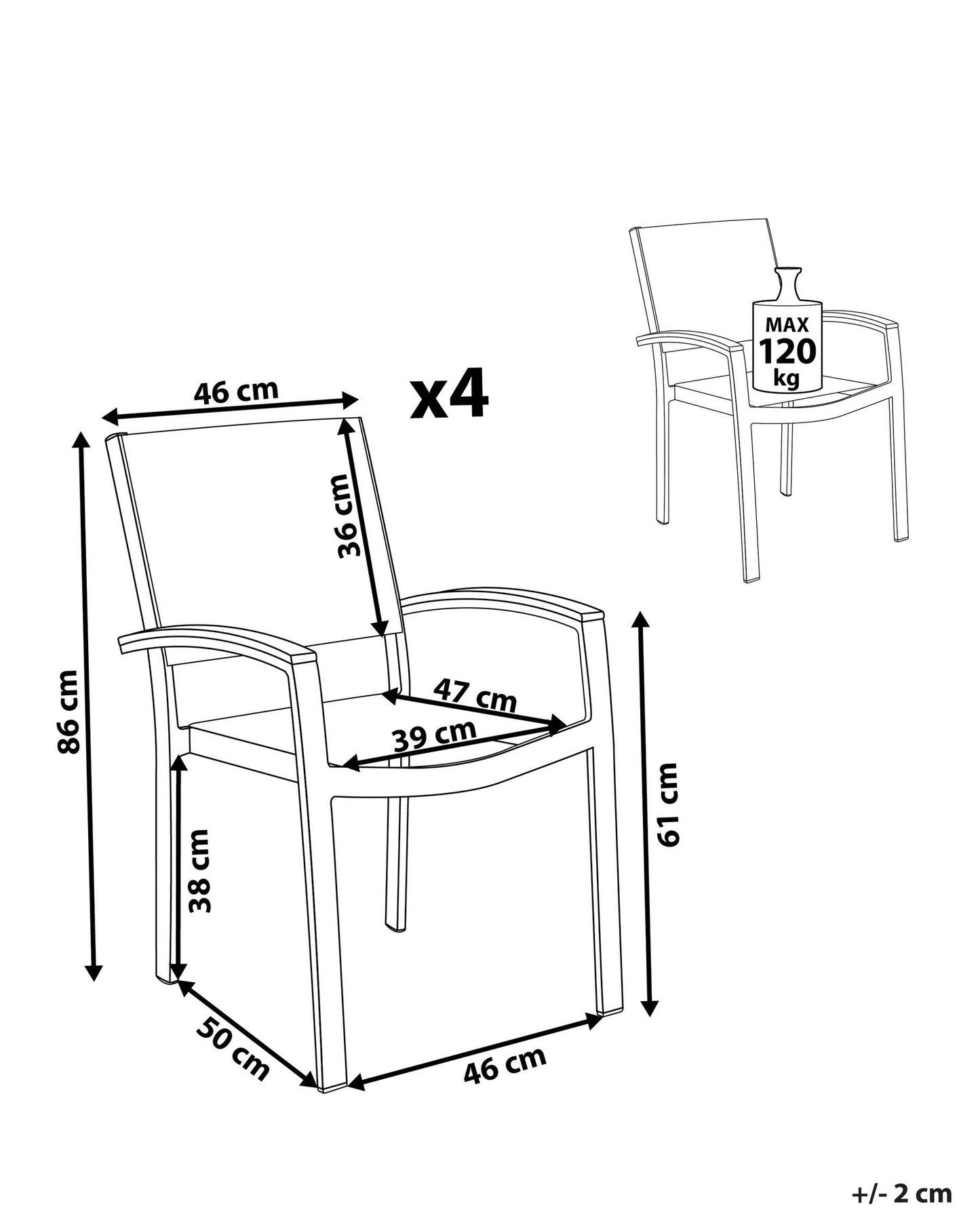 Set of 4 Garden Chairs PERETA Metal Grey