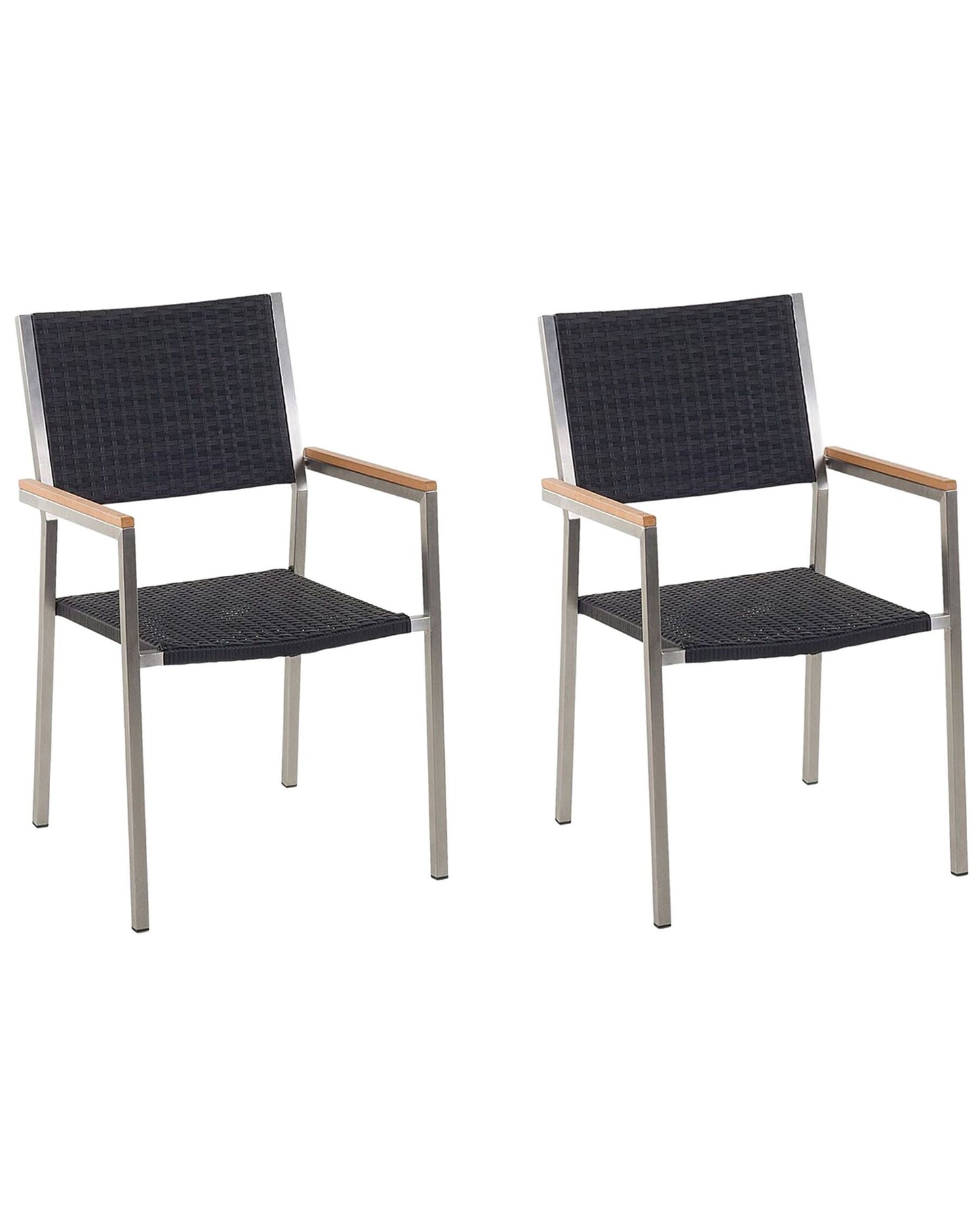 Set of 2 Garden Chairs GROSSETO PE Rattan Black