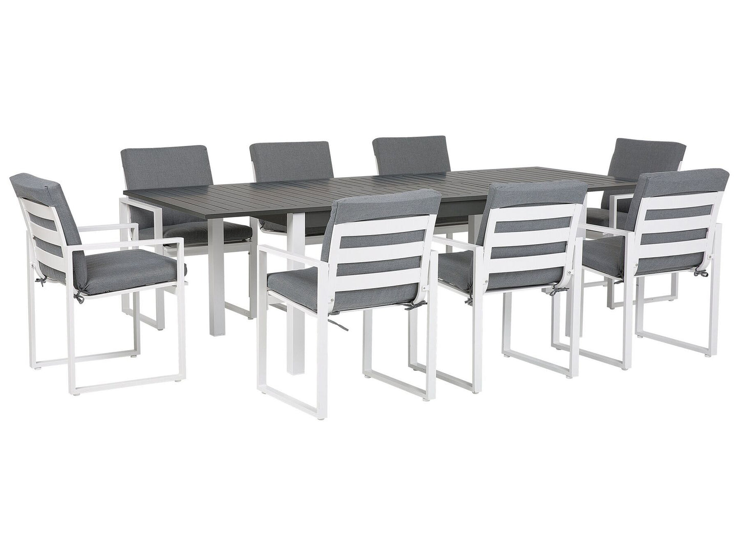 Garden Dining Set 8 Seater PANCOLE with Cushions Metal Grey