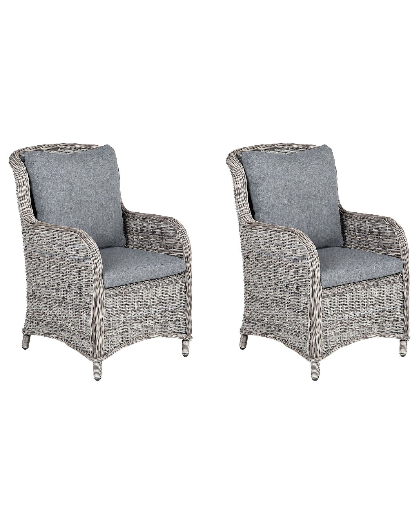 Set of 2 Garden Chairs with Cushions CASCAIS PE Rattan Grey