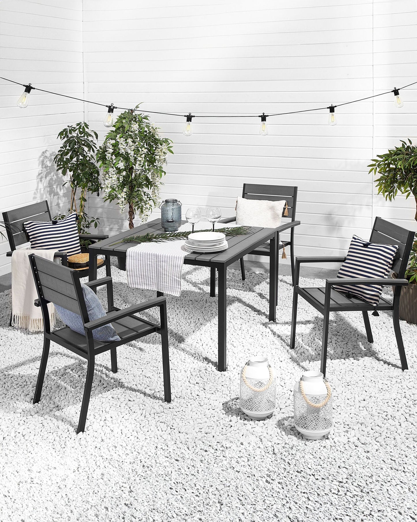 Set of 4 Garden Chairs PRATO Grey