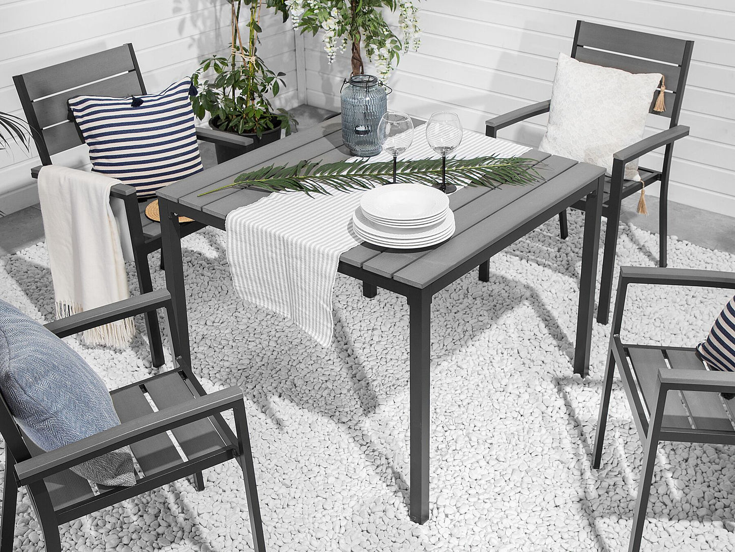 Set of 4 Garden Chairs PRATO Grey