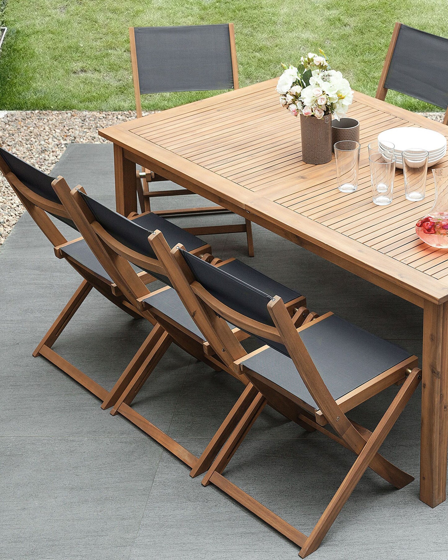 Set of 2 Garden Chairs CESANA Acacia Wood Light Brown