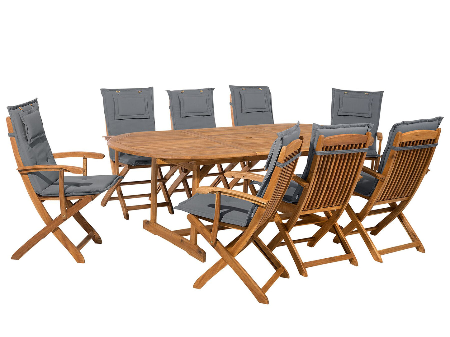 Garden Dining Set 8 Seater MAUI with Cushions Acacia Wood Grey