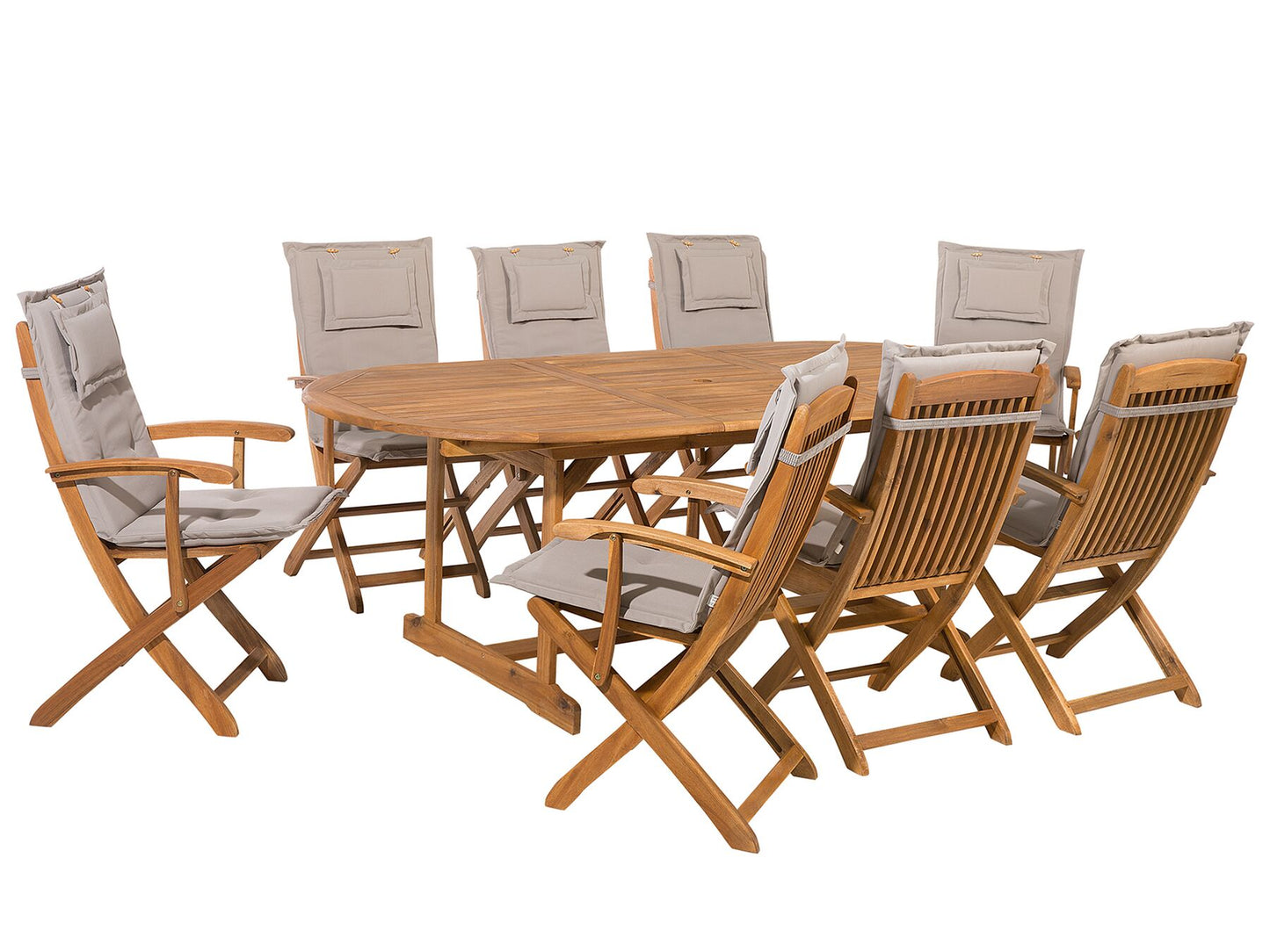 Garden Dining Set 8 Seater MAUI with Cushions Acacia Wood Taupe