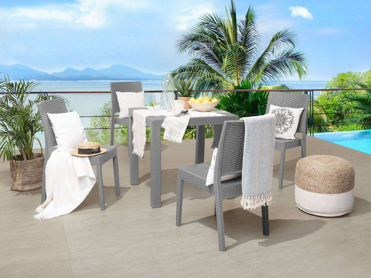 Garden Dining Set 4 Seater FOSSANO Light Grey