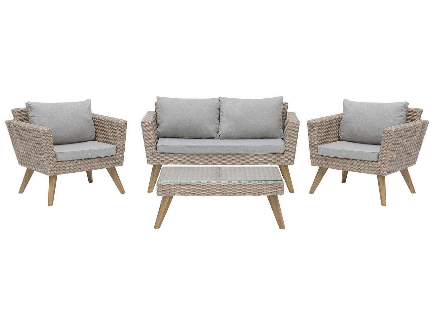 Garden Lounge Set with Table 4 Seater VITTORIA PE Rattan Grey