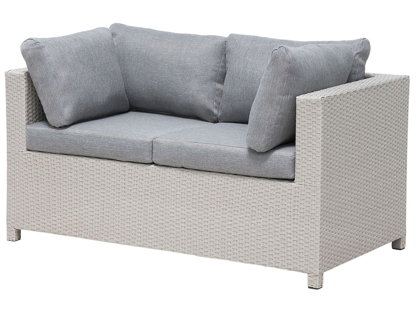 Garden Lounge Set with Table and Ottoman 4 Seater MILANO PE Rattan Light Grey