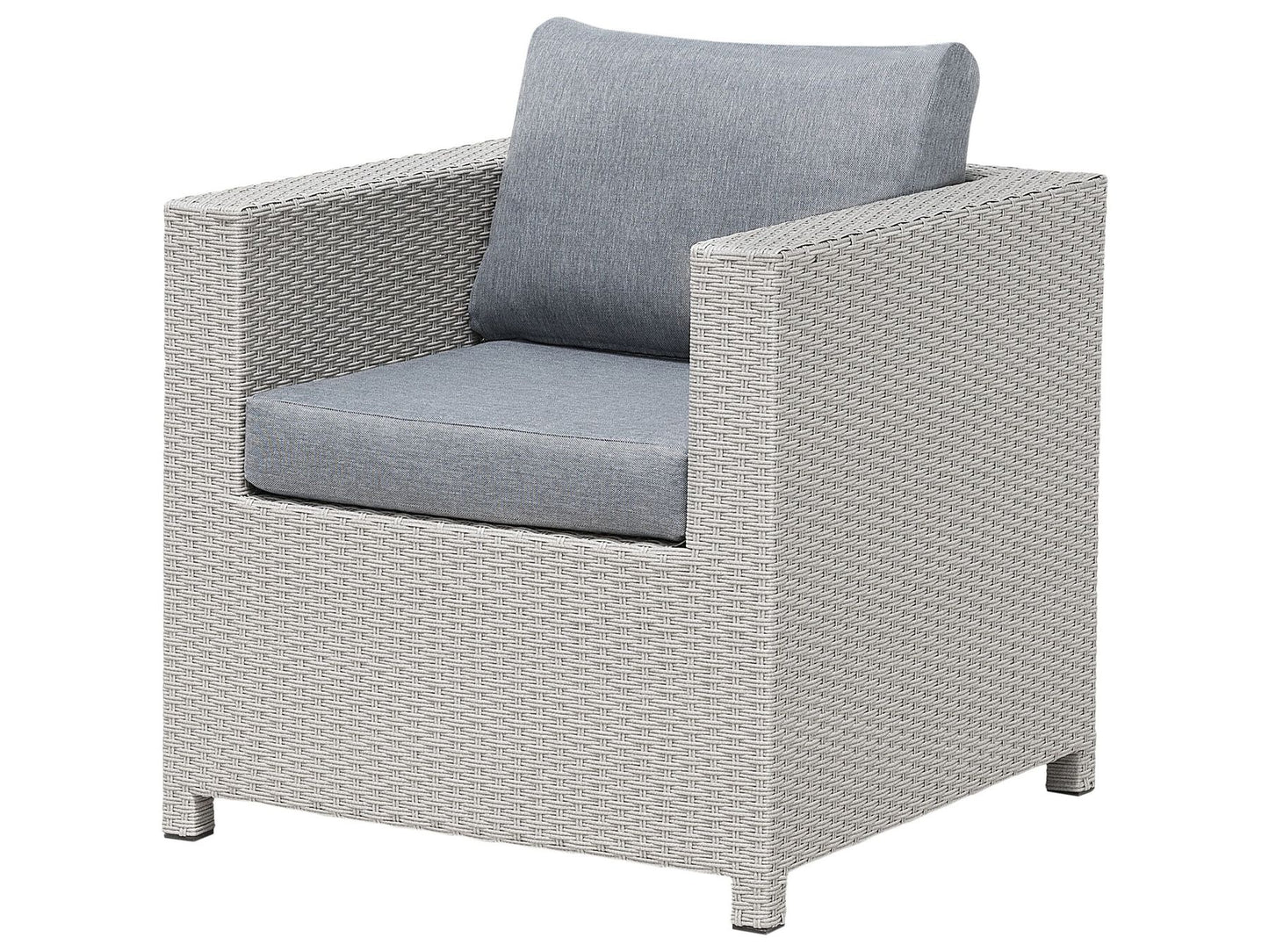 Garden Lounge Set with Table and Ottoman 4 Seater MILANO PE Rattan Light Grey