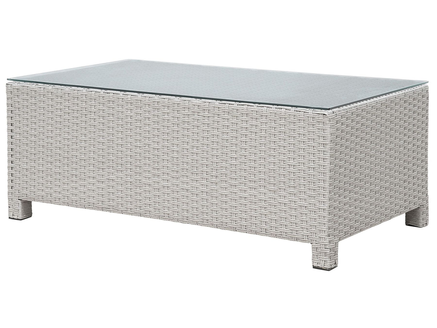 Garden Lounge Set with Table and Ottoman 4 Seater MILANO PE Rattan Light Grey