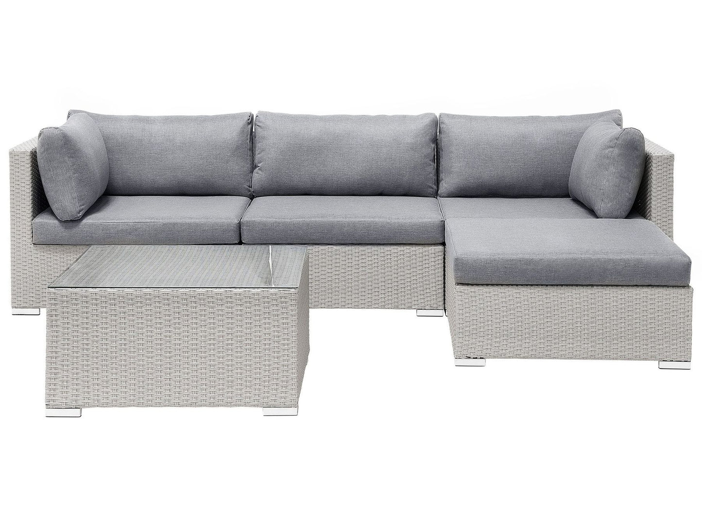 Garden Corner Sofa with Table 4 Seater SANO II Left Hand Modular PE Rattan Light Grey