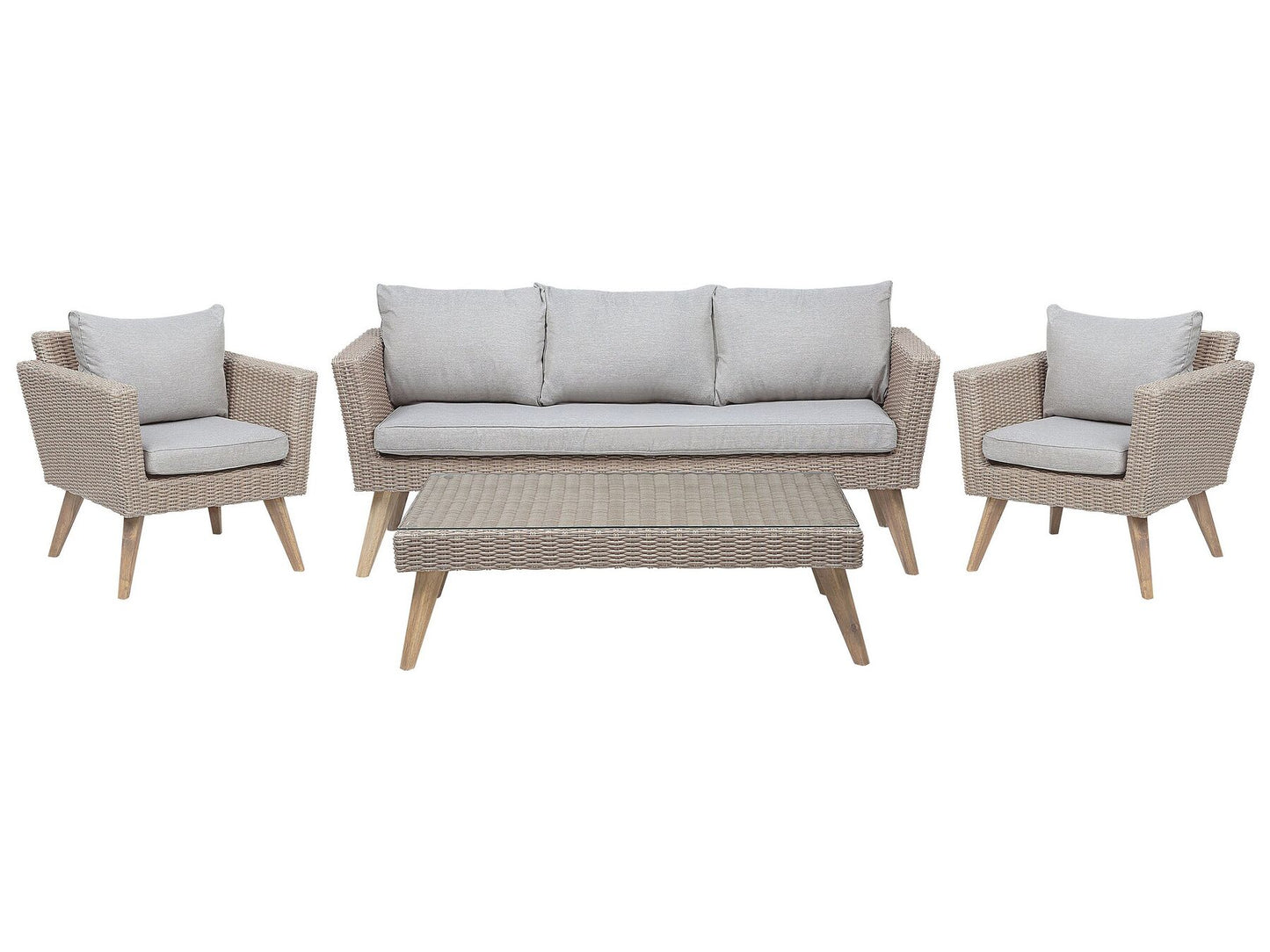 Garden Lounge Set with Table 5 Seater VITTORIA PE Rattan Grey