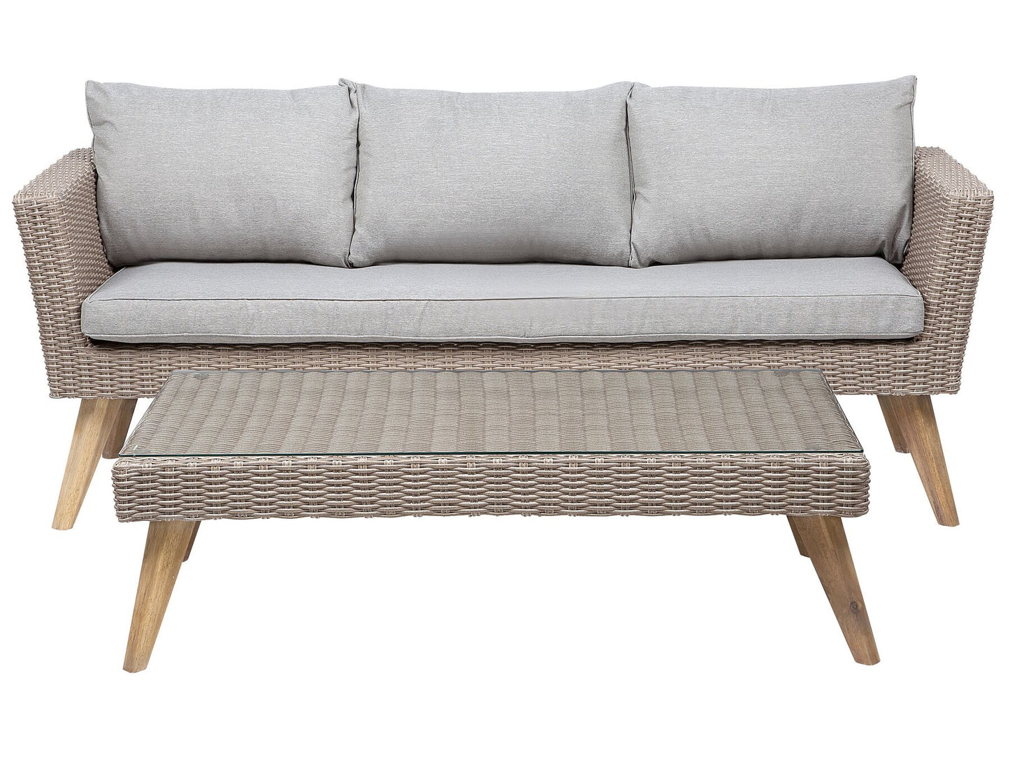 Garden Lounge Set with Table 5 Seater VITTORIA PE Rattan Grey