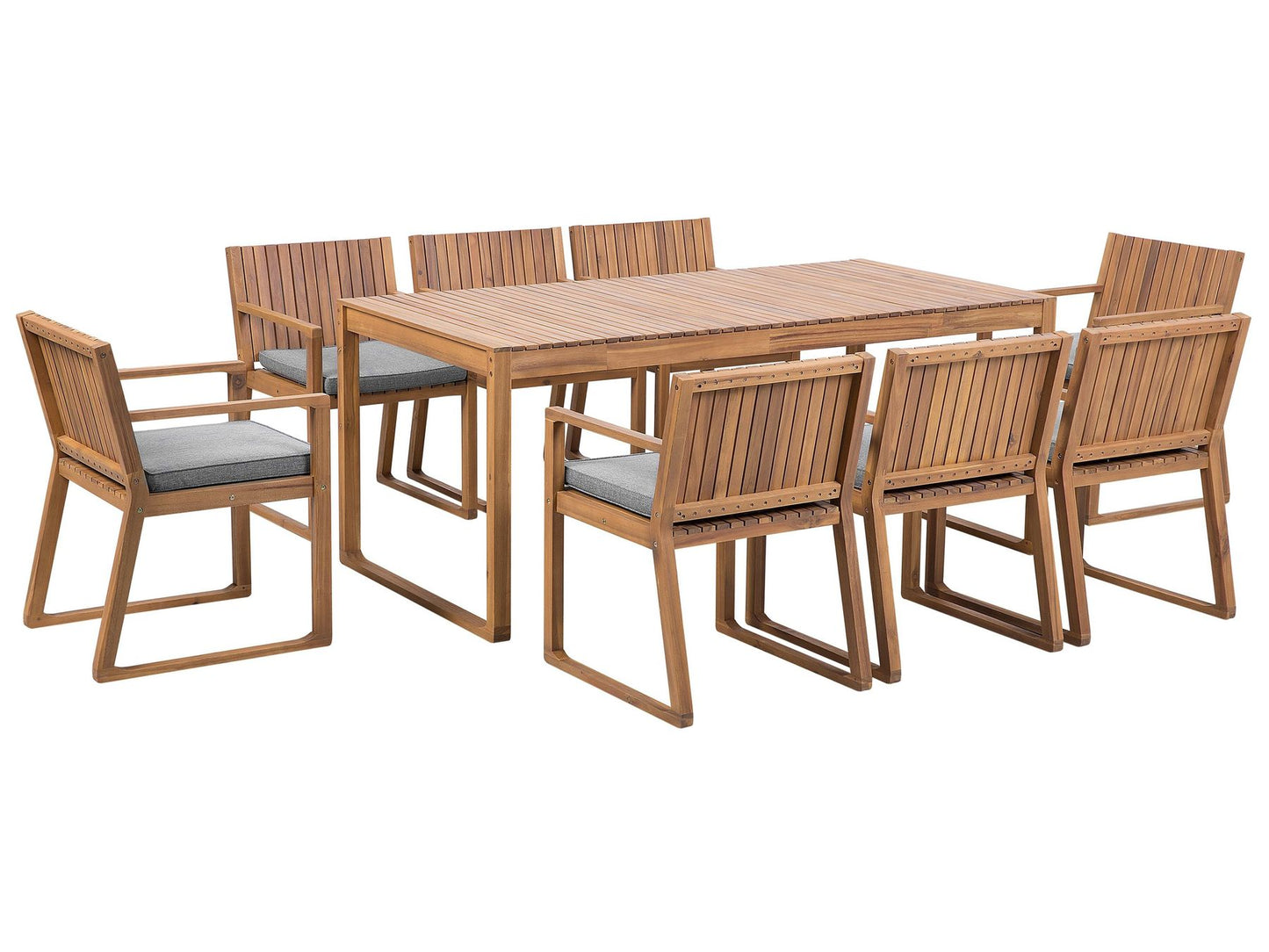 Set of 8 Garden Chairs with Cushions SASSARI Acacia Wood Grey