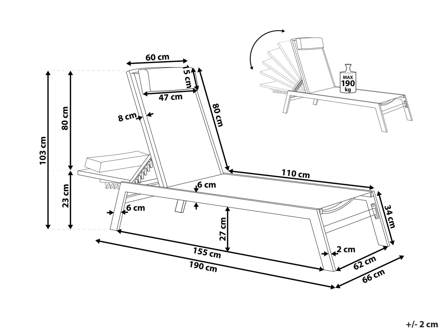 Aluminium Reclining Sun Lounger White CATANIA II