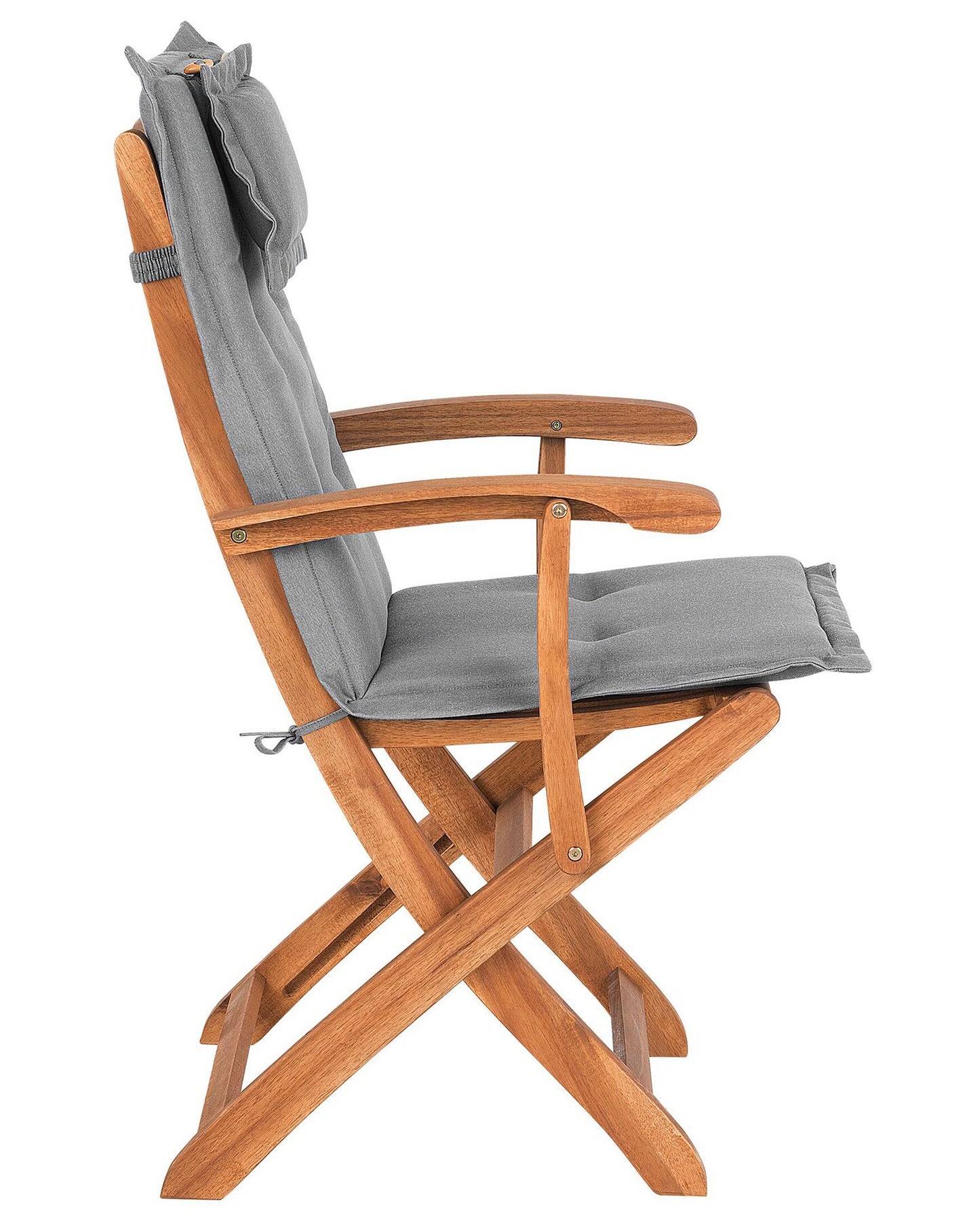 Set of 2 Garden Chairs with Cushions MAUI Acacia Wood Grey