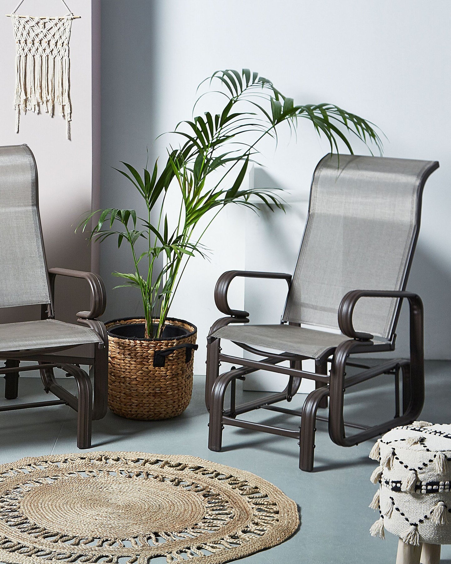 Garden Chair BORGIO Metal Brown/ Grey
