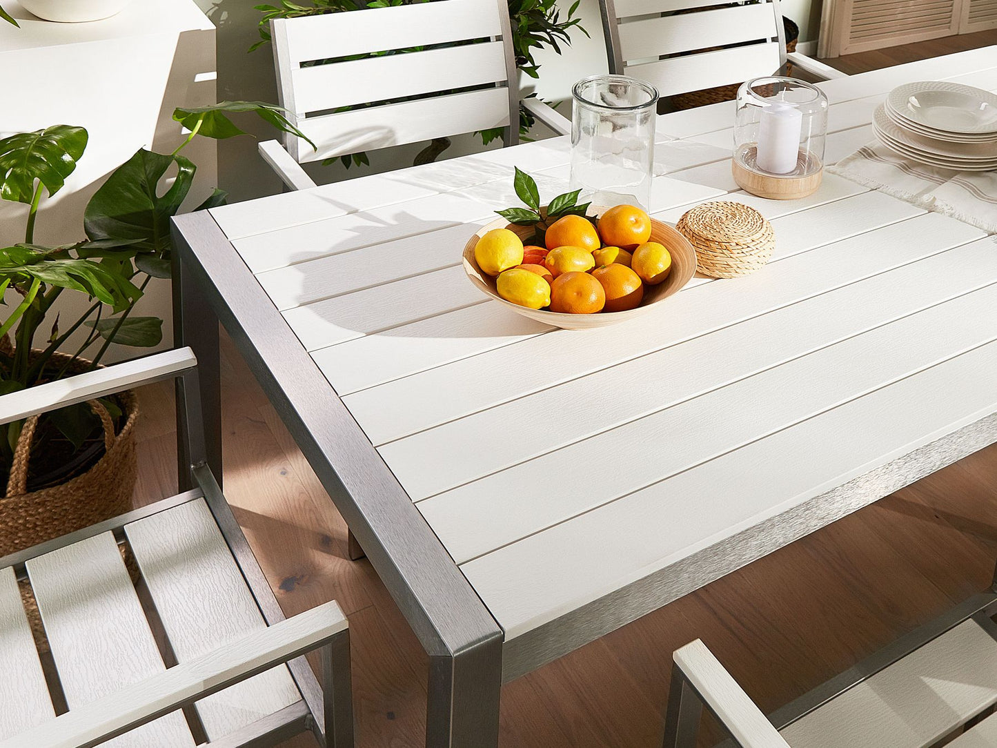 Garden Dining Set 6 Seater VERNIO White