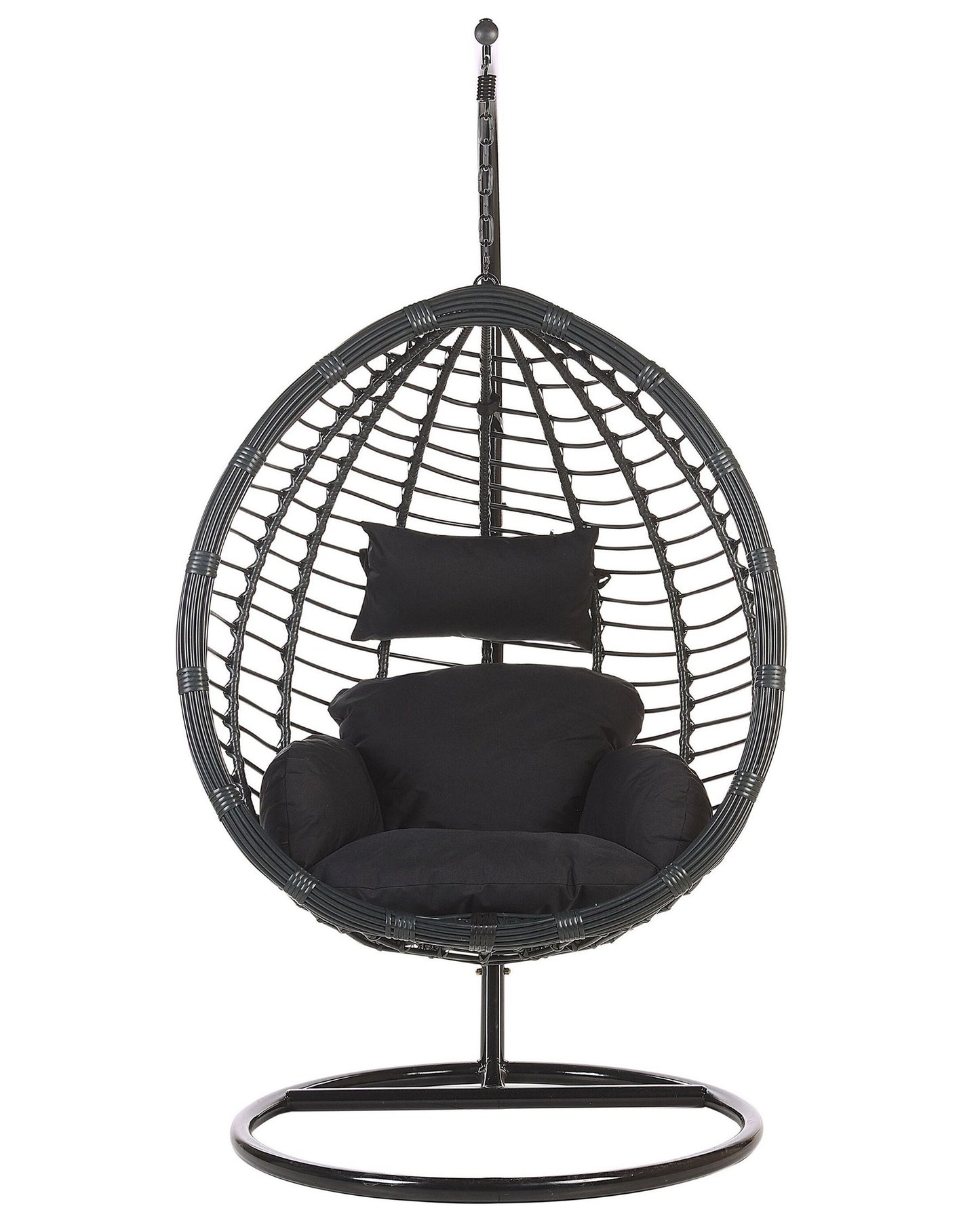 Hanging Chair with Stand TOLLO PE Rattan Black