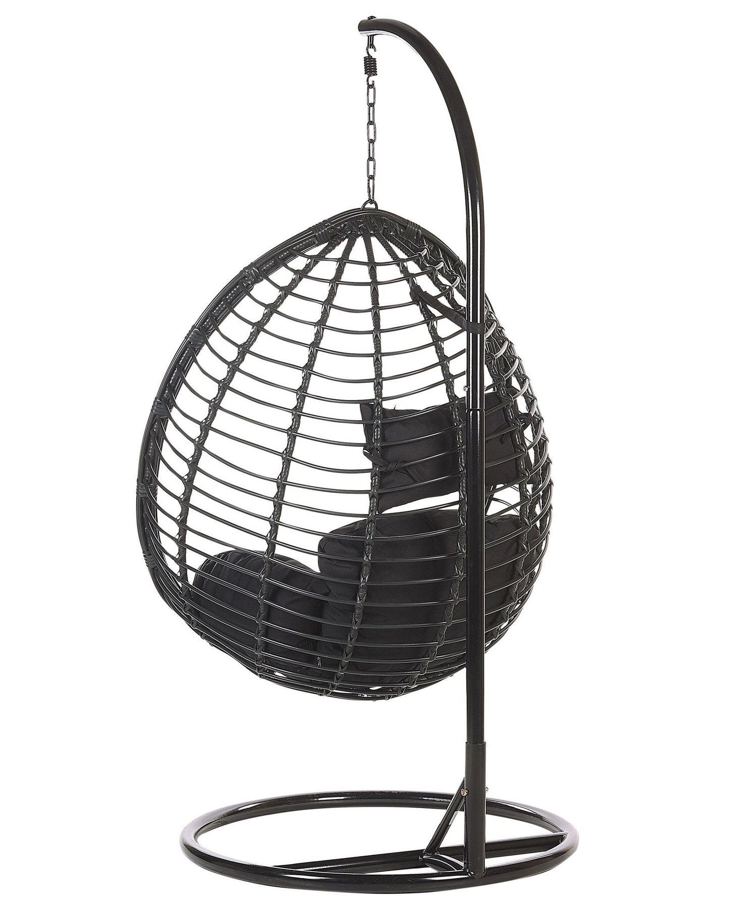 Hanging Chair with Stand TOLLO PE Rattan Black