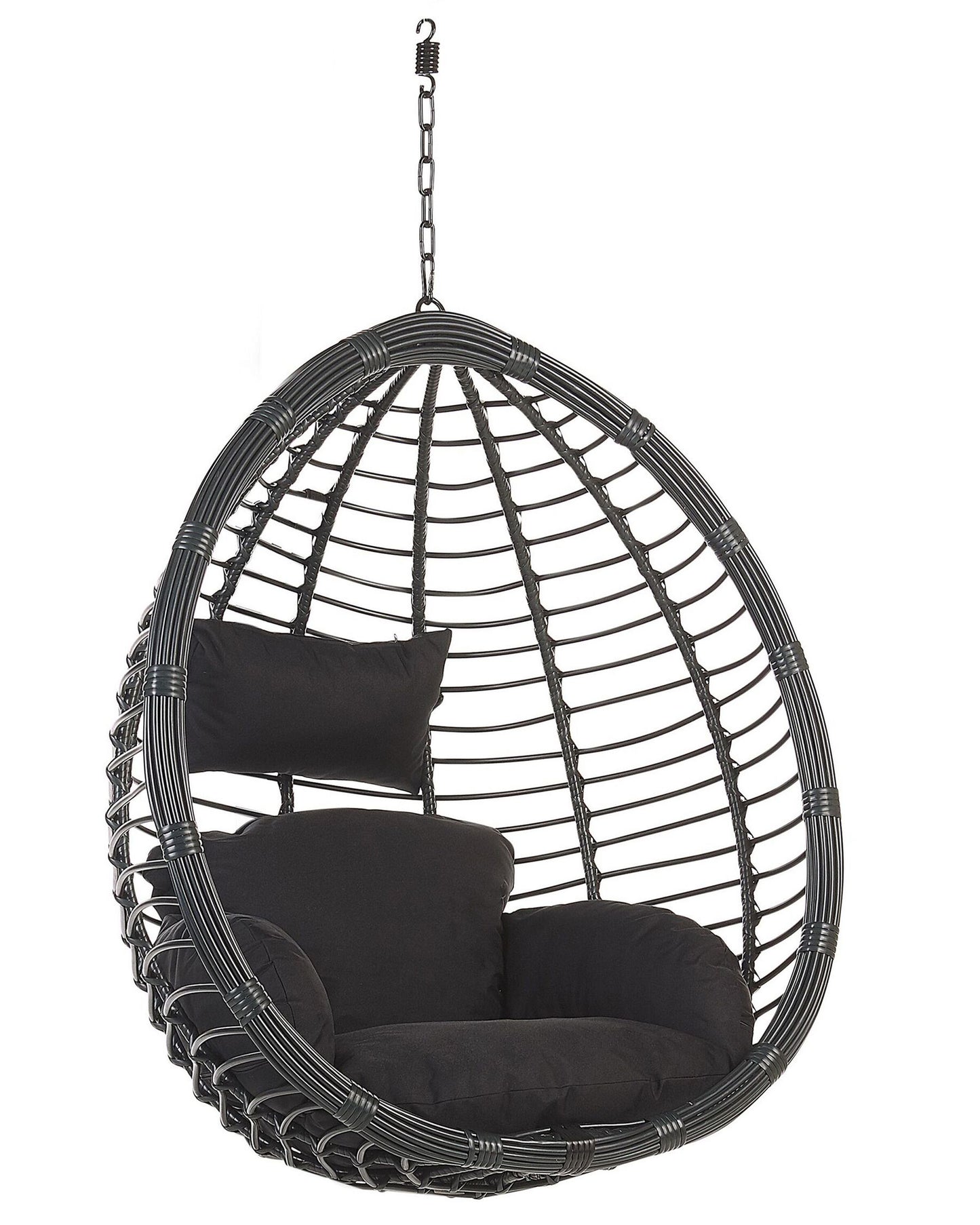 Hanging Chair with Stand TOLLO PE Rattan Black
