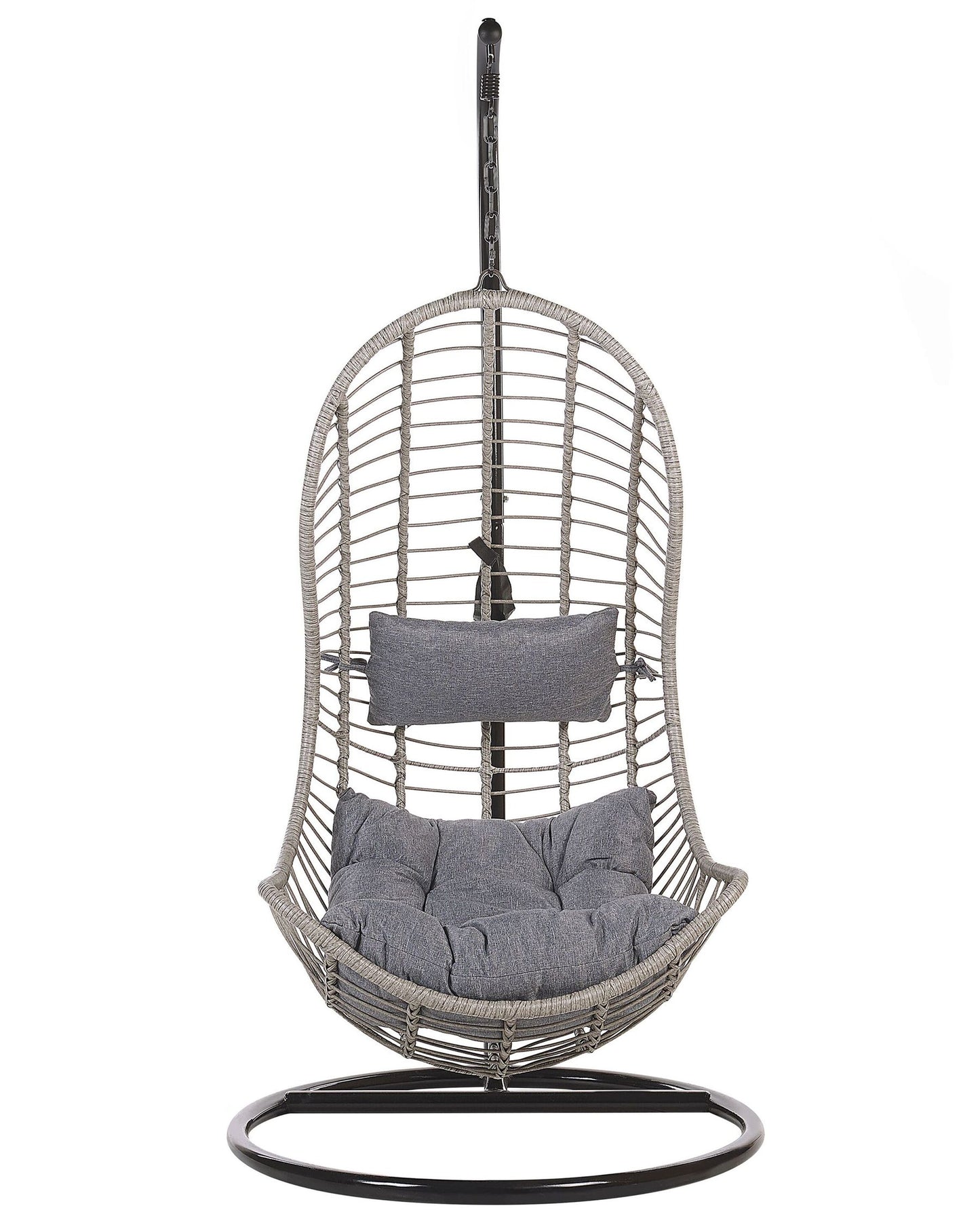 Hanging Chair with Stand PINETO PE Rattan Grey
