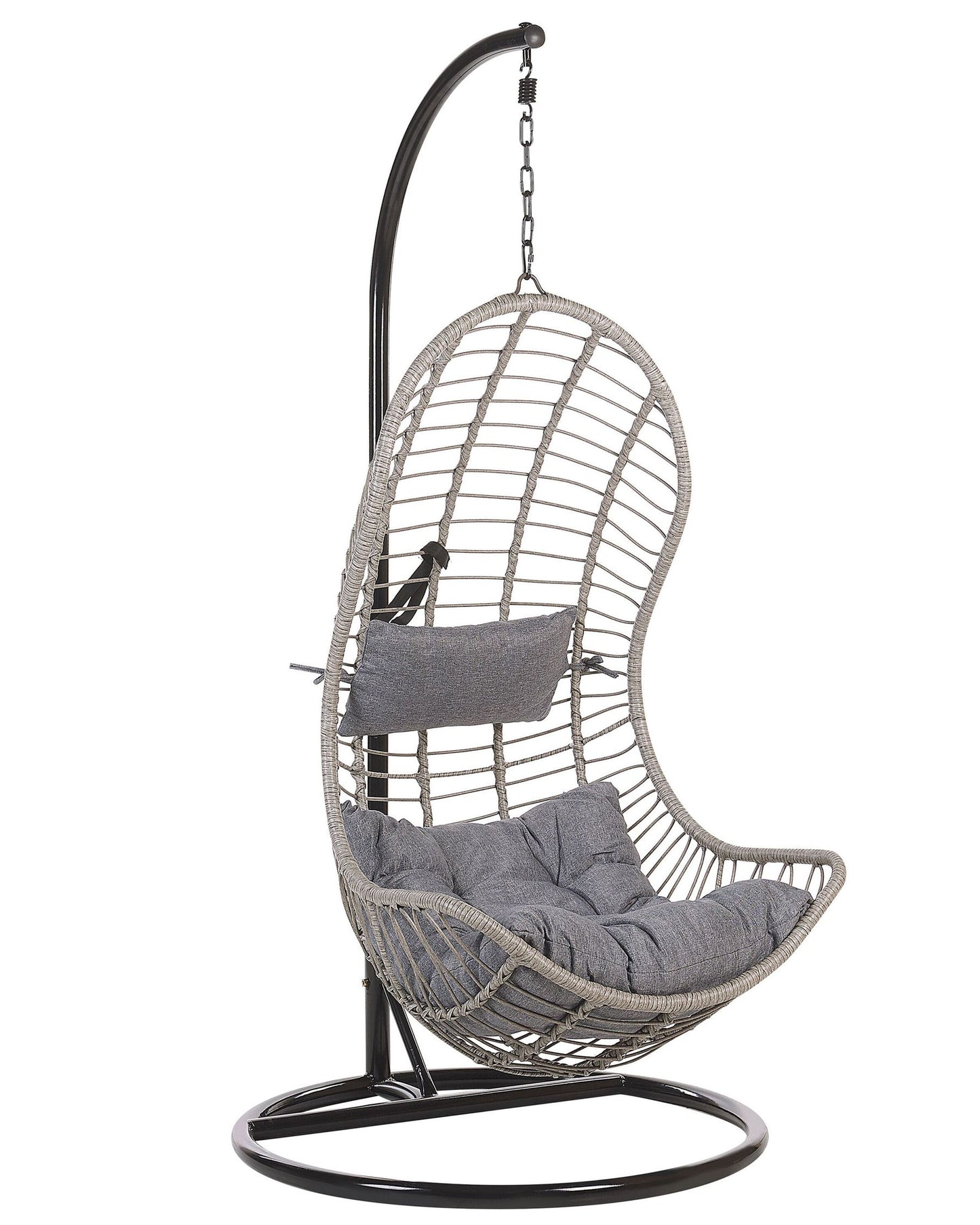 Hanging Chair with Stand PINETO PE Rattan Grey