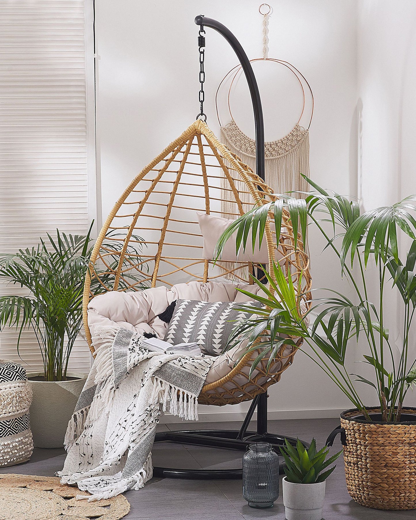 Hanging Chair with Stand ARSITA PE Rattan Natural