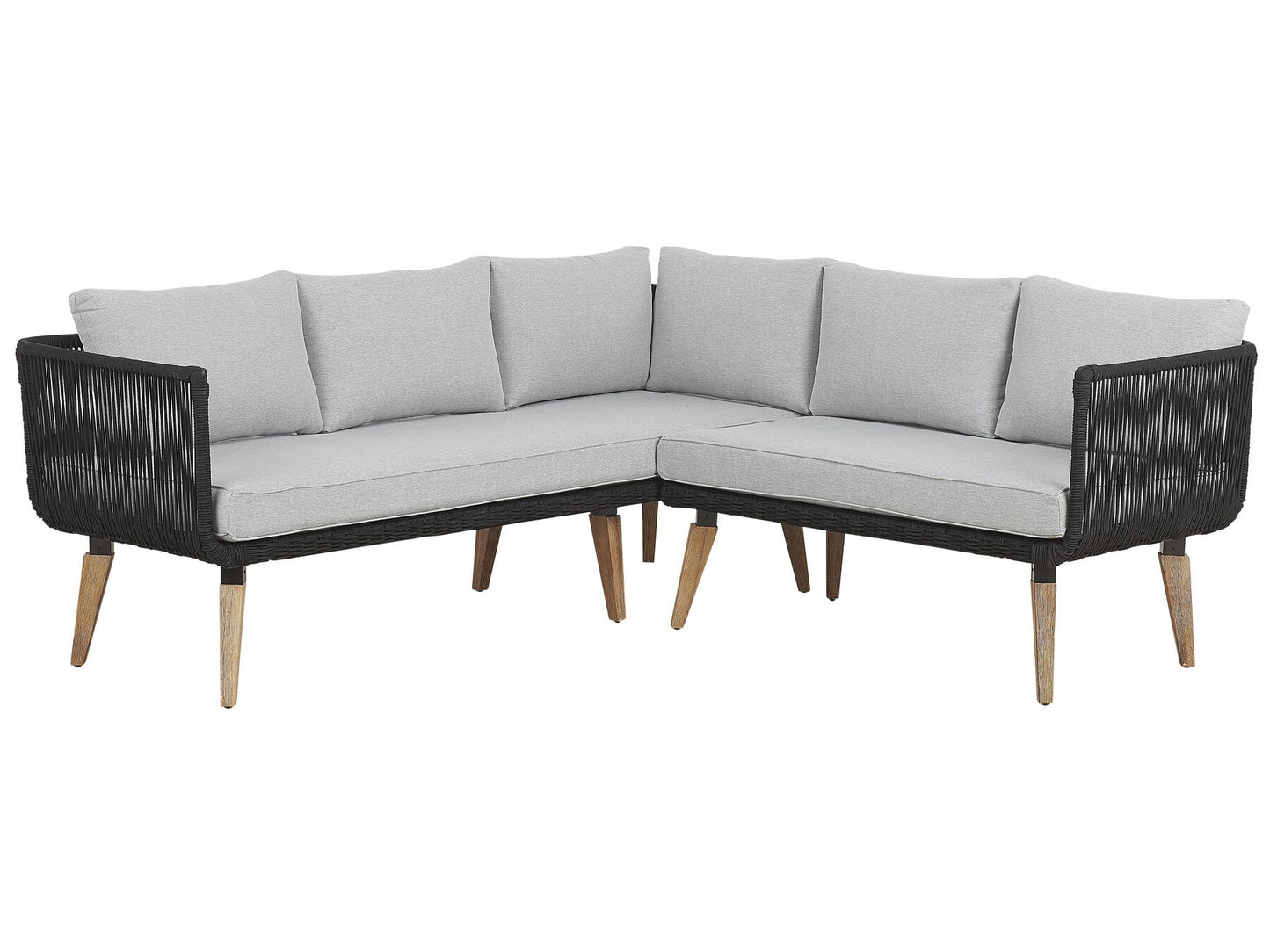 Garden Corner Sofa with Table 5 Seater ALCAMO Left Hand Acacia Wood Black