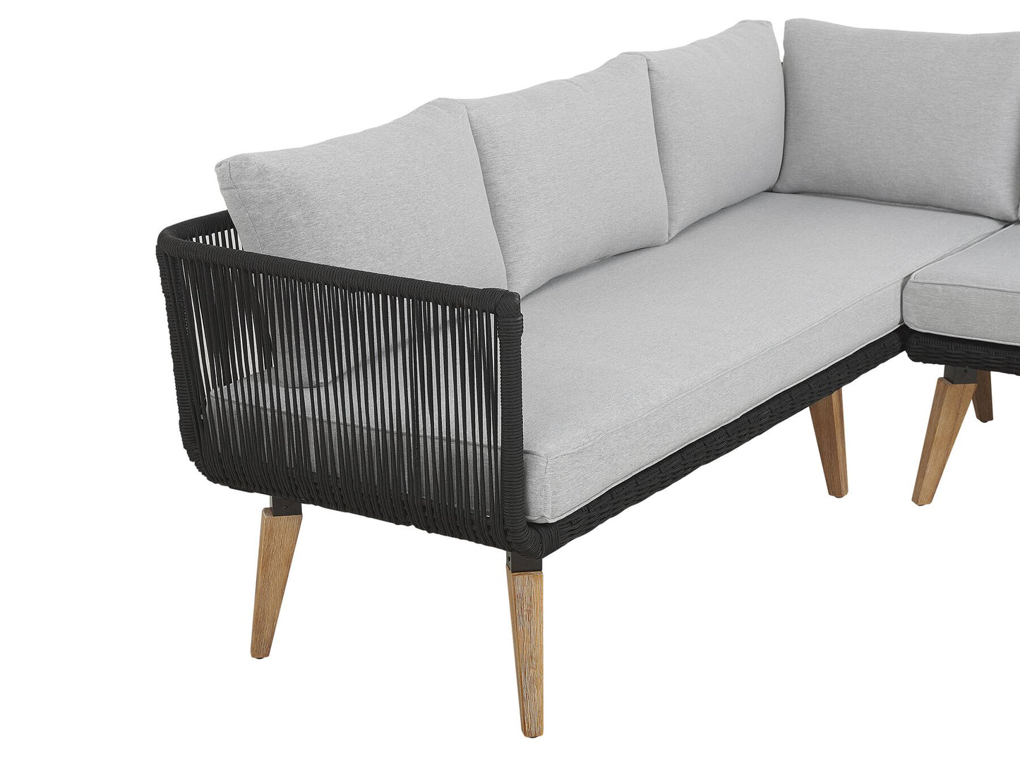 Garden Corner Sofa with Table 5 Seater ALCAMO Left Hand Acacia Wood Black