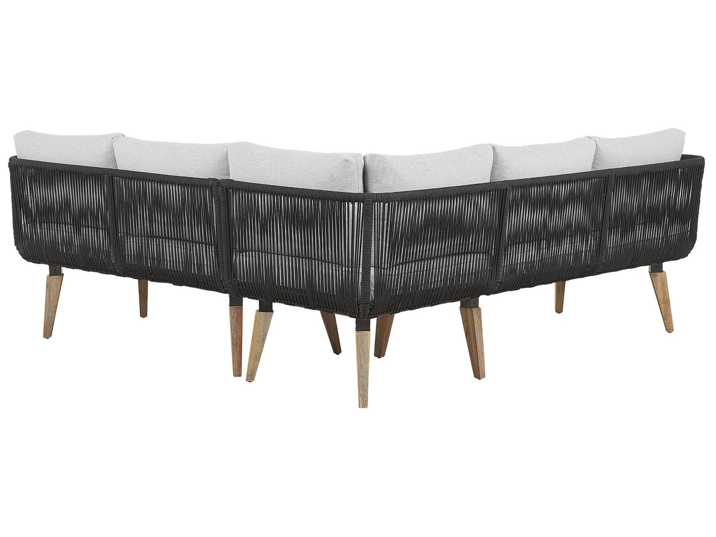 Garden Corner Sofa with Table 5 Seater ALCAMO Left Hand Acacia Wood Black