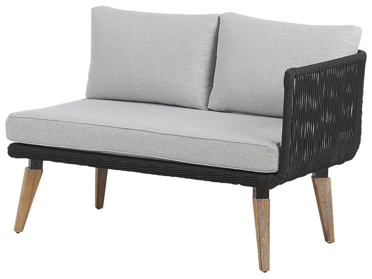 Garden Corner Sofa with Table 5 Seater ALCAMO Left Hand Acacia Wood Black