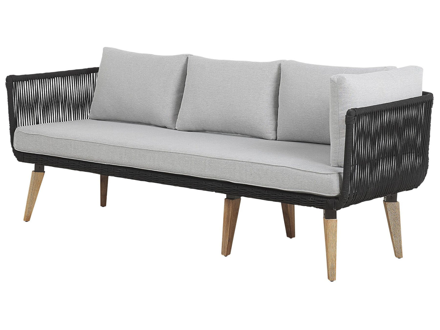 Garden Corner Sofa with Table 5 Seater ALCAMO Left Hand Acacia Wood Black