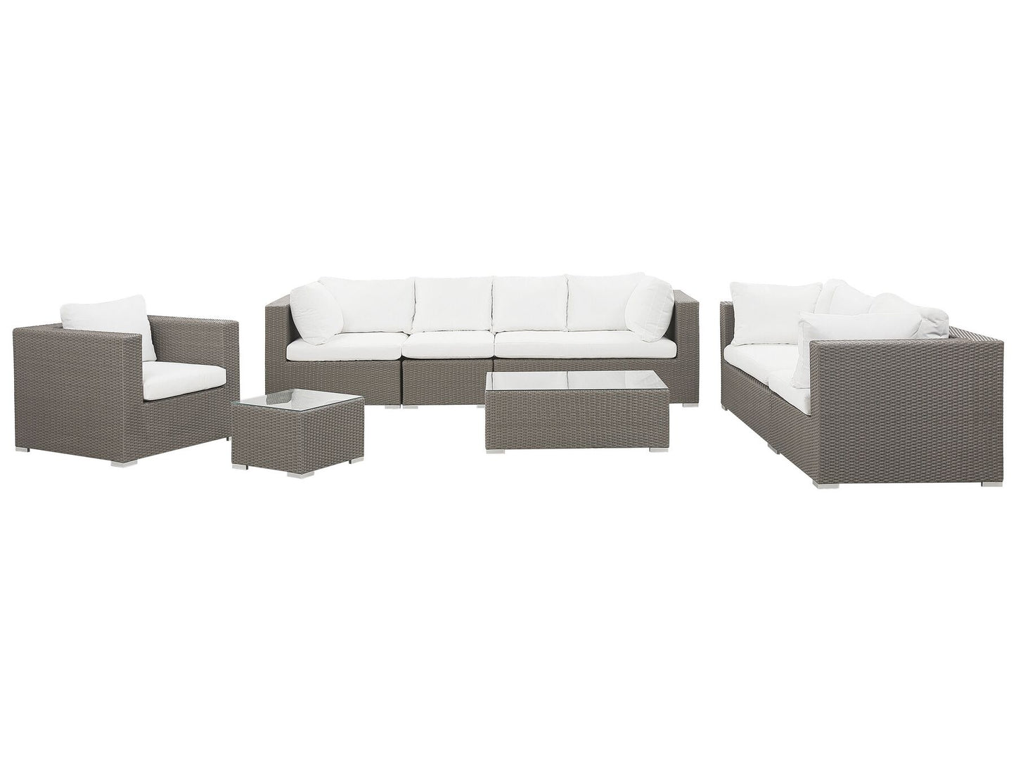 Garden Lounge Set with Table 8 Seater MAESTRO Modular PE Rattan Taupe