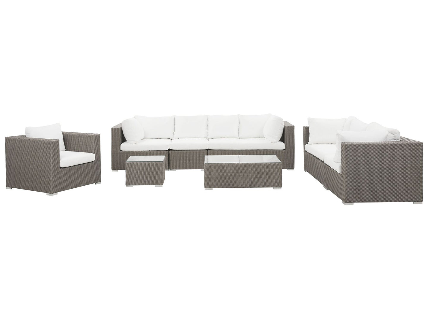 Garden Lounge Set with Table 8 Seater MAESTRO Modular PE Rattan Taupe